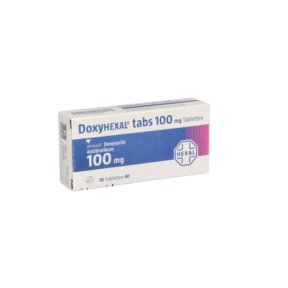 Das Produktfoto zeigt Doxyhexal Tabs 100 Tabletten (10 stk) PZN 03103396