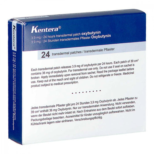 Das Produktfoto zeigt Kentera 3,9 Mg/24 Stunden Transdermale Pflaster (24 stk) PZN 03109938