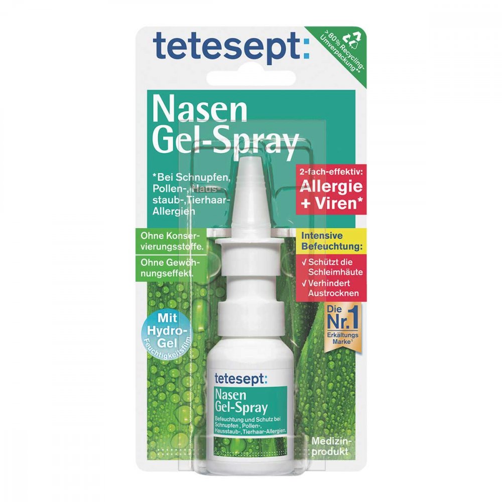 Das Produktfoto zeigt Tetesept Nasen Gel-Spray (20 ml) PZN 03114158