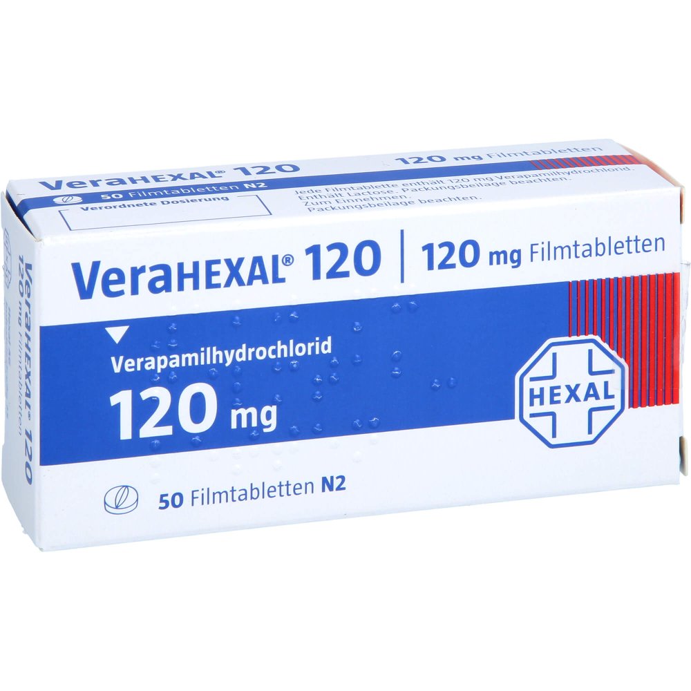 Das Produktfoto zeigt Verahexal 120 Filmtabletten (50 stk) PZN 03117501