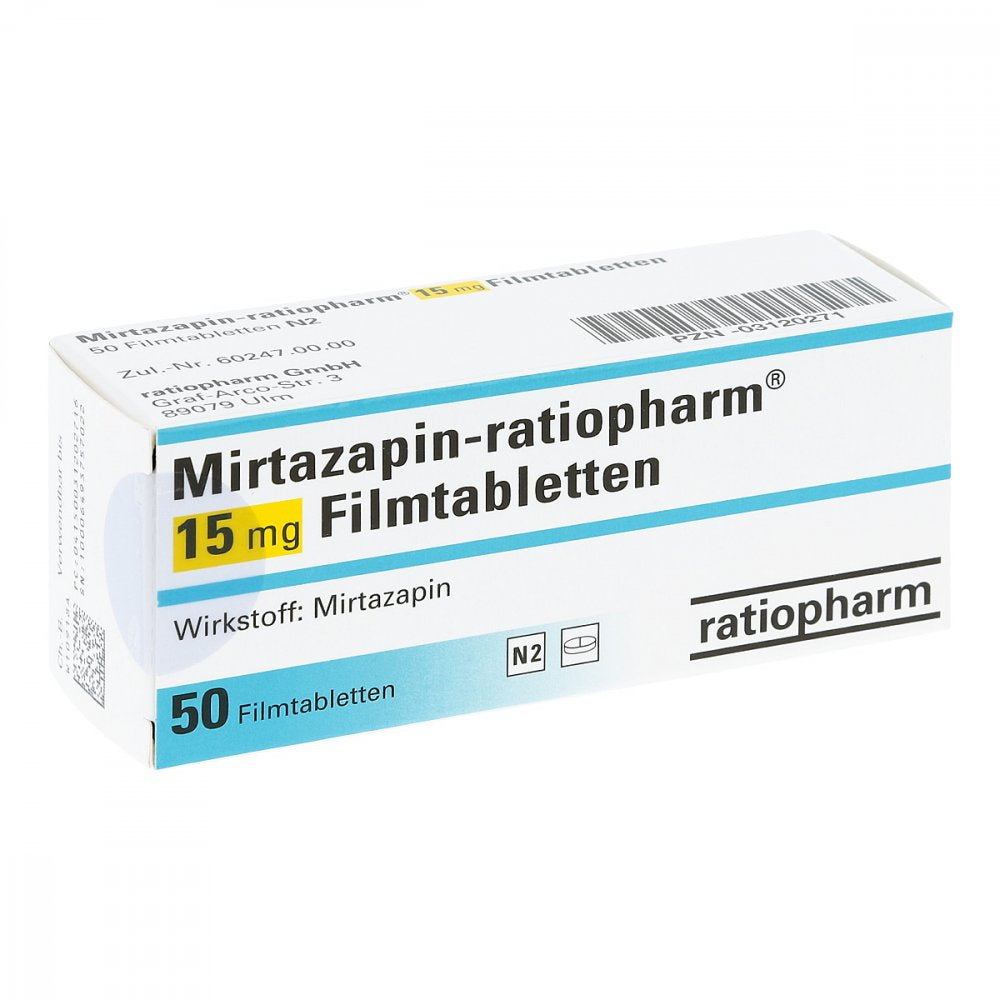 Das Produktfoto zeigt Mirtazapin-Ratiopharm 15 Mg Filmtabletten (50 stk) PZN 03120271