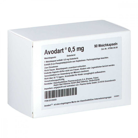 Das Produktfoto zeigt Avodart 0,5 Mg Weichkapseln (90 stk) PZN 03125050