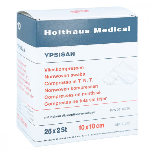 Das Produktfoto zeigt Kompressen Ypsisan 10x10 Cm Steril (25X2 stk) PZN 03146796