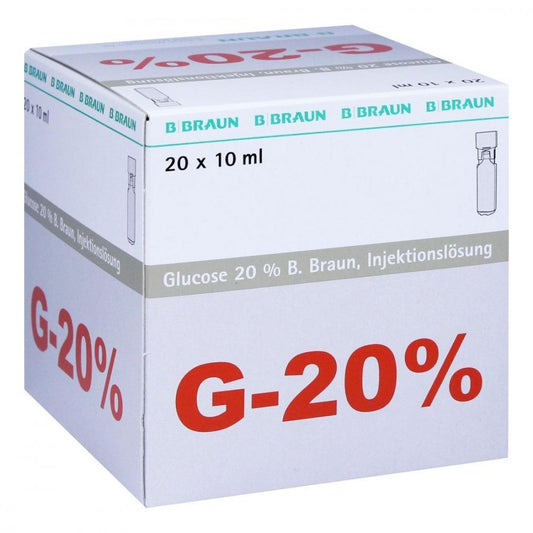 Das Produktfoto zeigt Glucose 20% B.Braun Mini Plasco Connect Inj.-Lsg. (20X10 ml) PZN 03158931