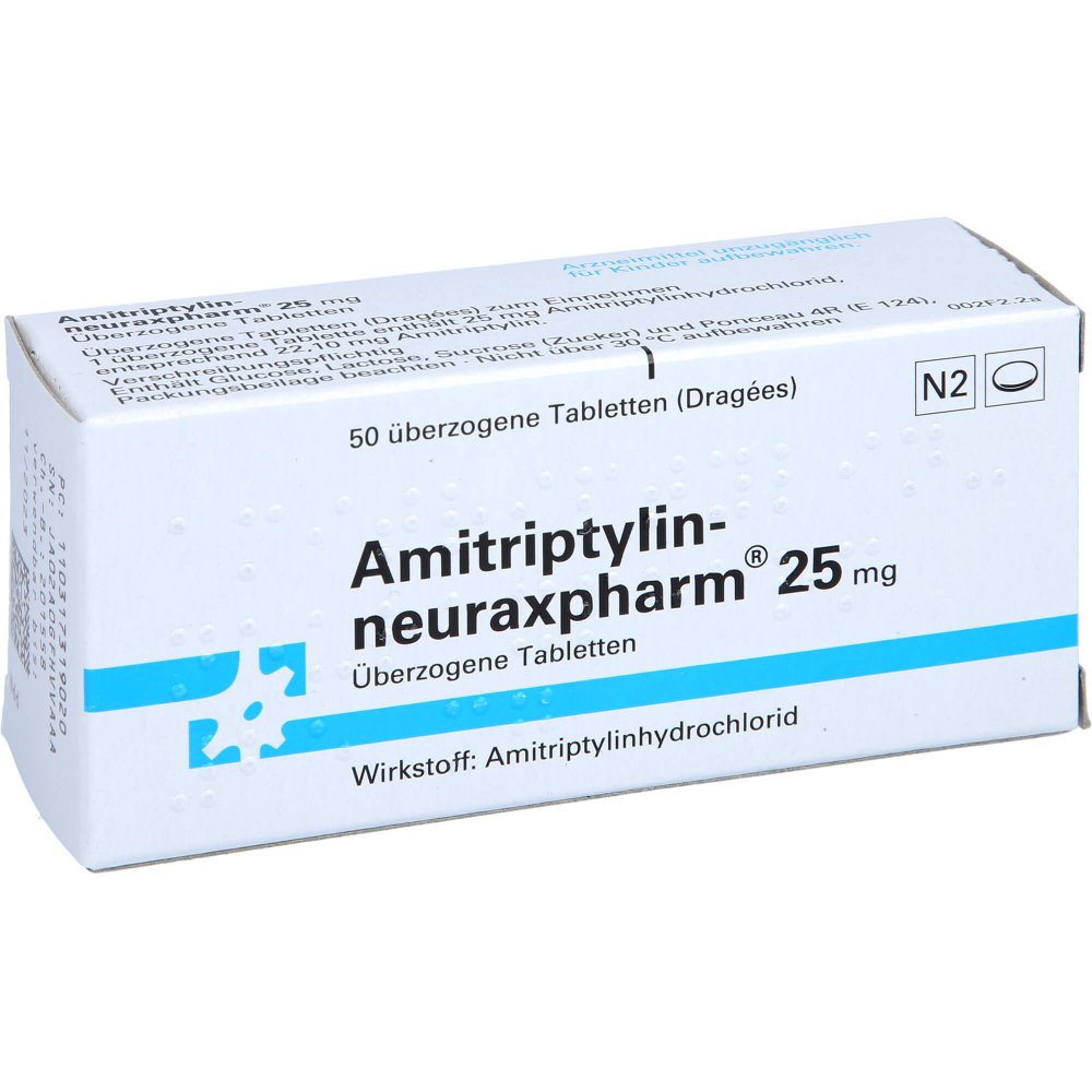 Das Produktfoto zeigt Amitriptylin-Neuraxpharm 25 Mg Überzogene Tab. (50 stk) PZN 03173190