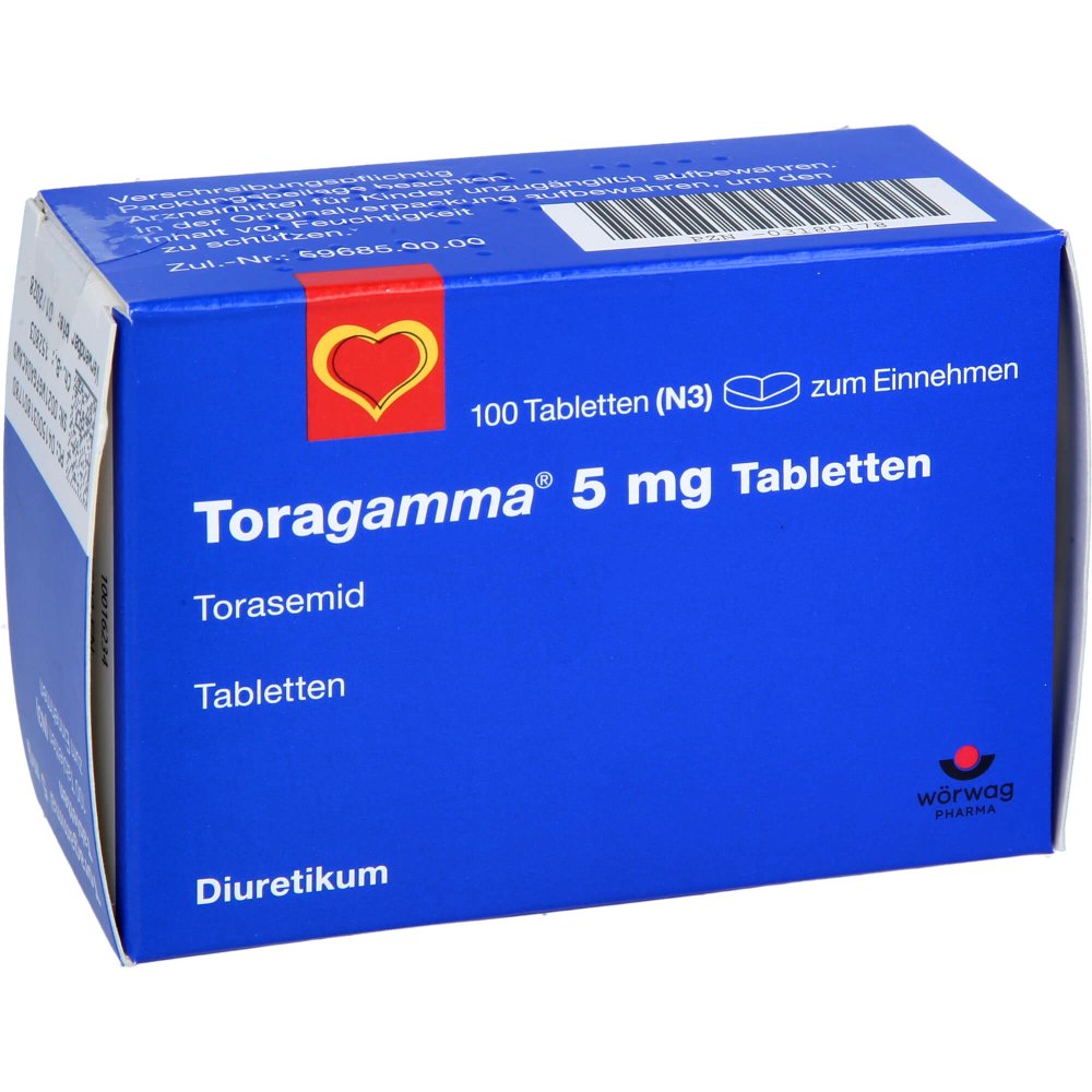 Das Produktfoto zeigt Toragamma 5 Mg Tabletten (100 stk) PZN 03180178