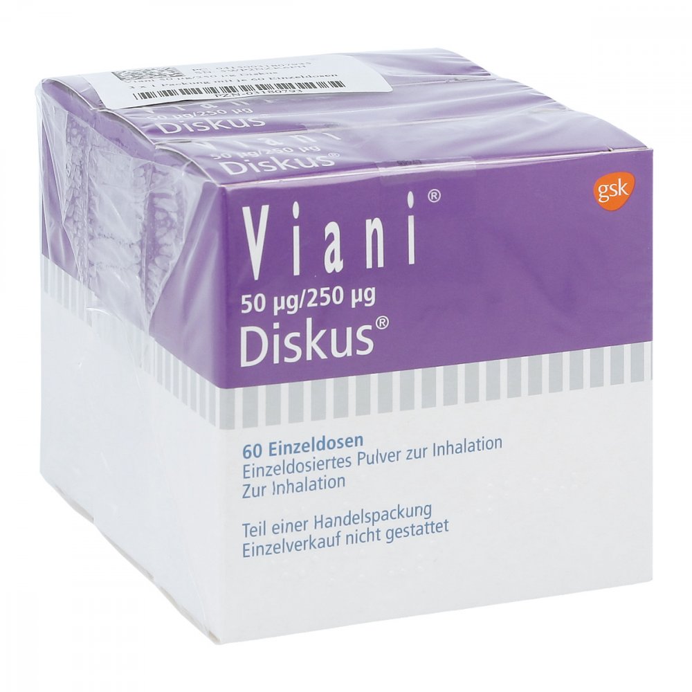 Viani 50 Μg/250 Μg Diskus Einzeldos.Inhalat.-Plv. (3X60 stk)