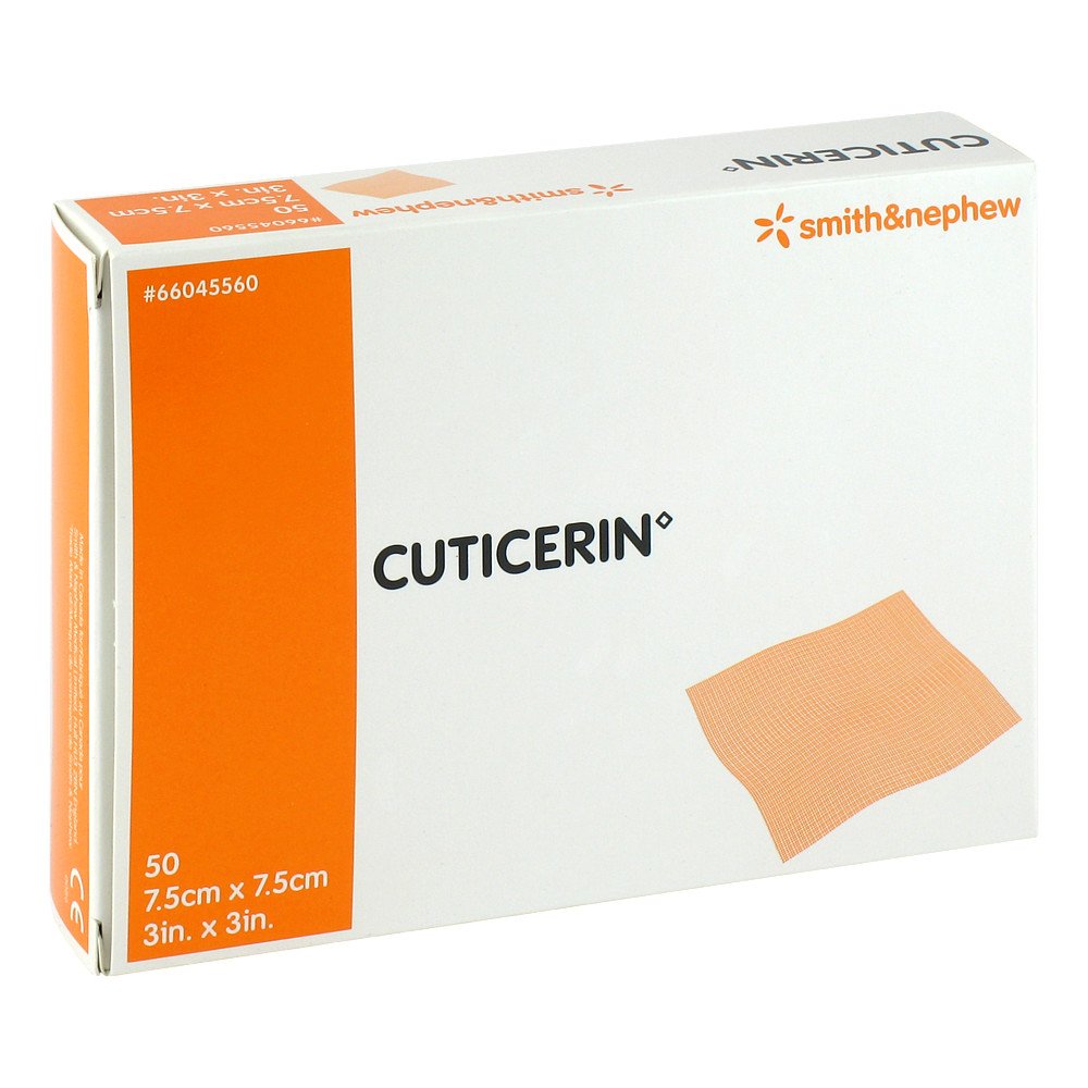 Das Produktfoto zeigt Cuticerin 7,5x7,5 Cm Gaze M.Salbenbeschichtung (50 stk) PZN 03182384