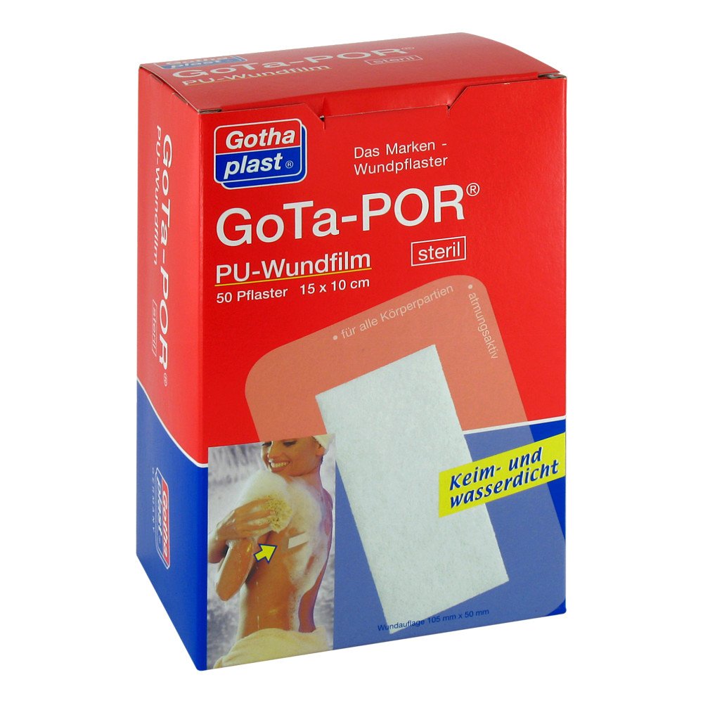 Das Produktfoto zeigt Gota-Por Pu Wundfilm 15x10 Cm Steril Pflaster (50 stk) PZN 03182585