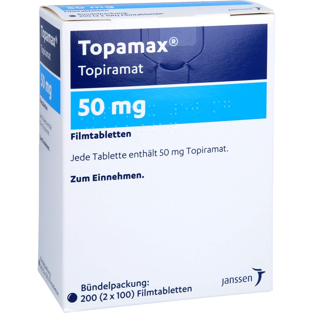 Das Produktfoto zeigt Topamax 50 Mg Filmtabletten (200 stk) PZN 03189794