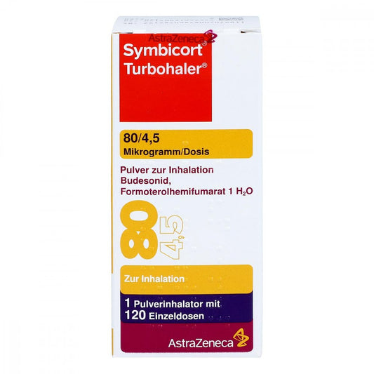 Das Produktfoto zeigt Symbicort Turbohaler 80/4,5 Μg/Dosis 120 Ed (1 stk) PZN 03199634
