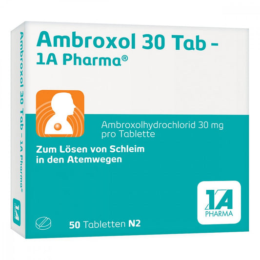 Das Produktfoto zeigt Ambroxol 30 Tab-1a Pharma Tabletten (50 stk) PZN 03201880