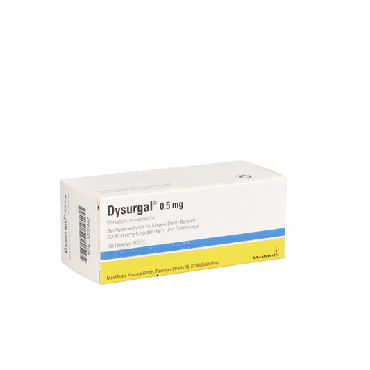 Das Produktfoto zeigt Dysurgal 0,5 Mg Tabletten (100 stk) PZN 03203442