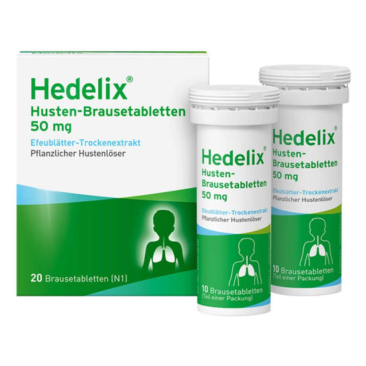 Das Produktfoto zeigt Hedelix Husten-Brausetabletten (20 stk) PZN 03211134
