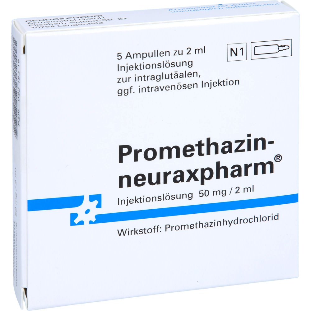 Das Produktfoto zeigt Promethazin-Neuraxpharm Injektionslösung (5X2 ml) PZN 03218219