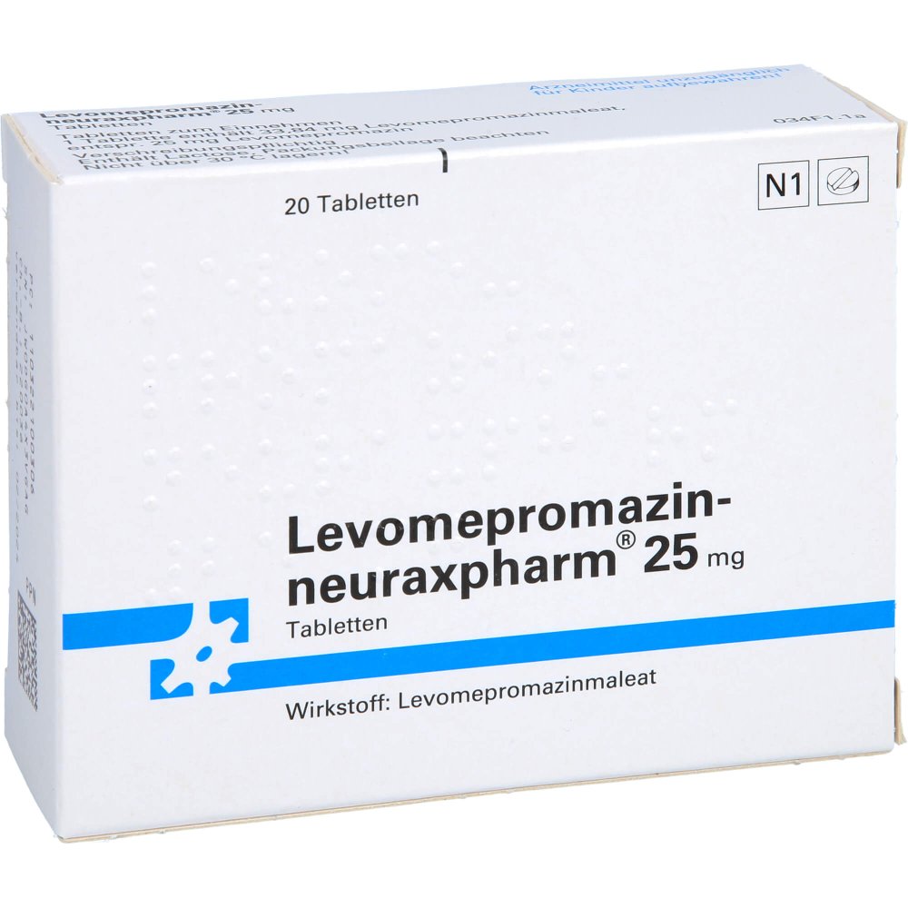 Das Produktfoto zeigt Levomepromazin-Neuraxpharm 25 Mg Tabletten (20 stk) PZN 03221003
