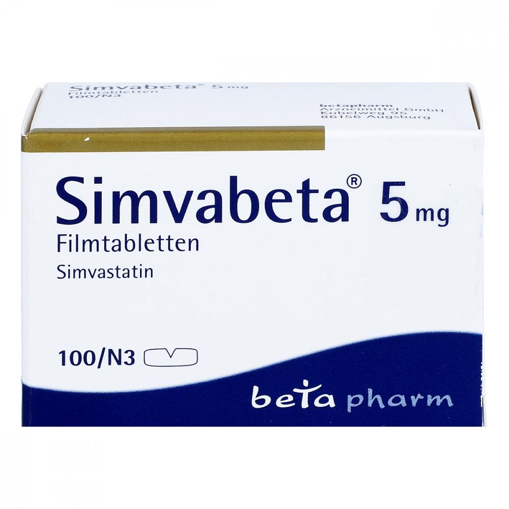Das Produktfoto zeigt Simvabeta 5 Mg Filmtabletten (100 stk) PZN 03241081