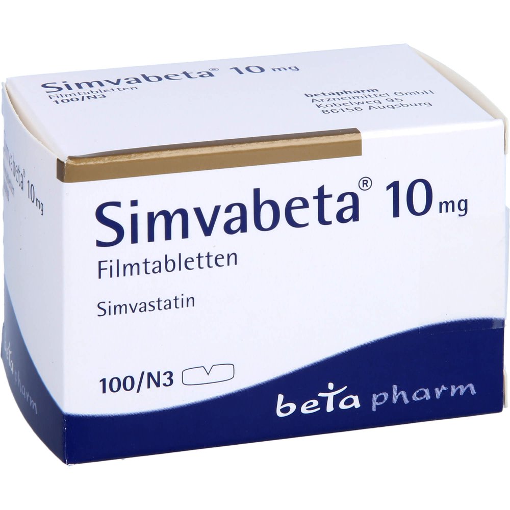 Das Produktfoto zeigt Simvabeta 10 Mg Filmtabletten (100 stk) PZN 03241112