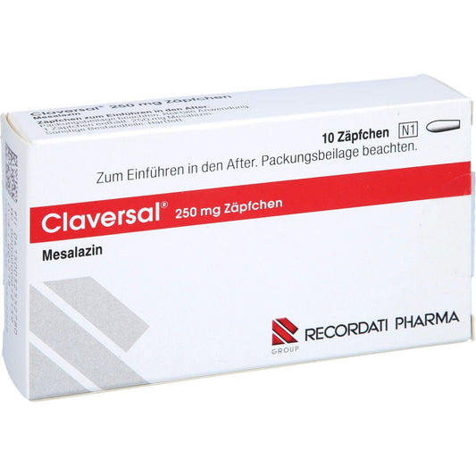 Das Produktfoto zeigt Claversal 250 Mg Zäpfchen (10 stk) PZN 03255278