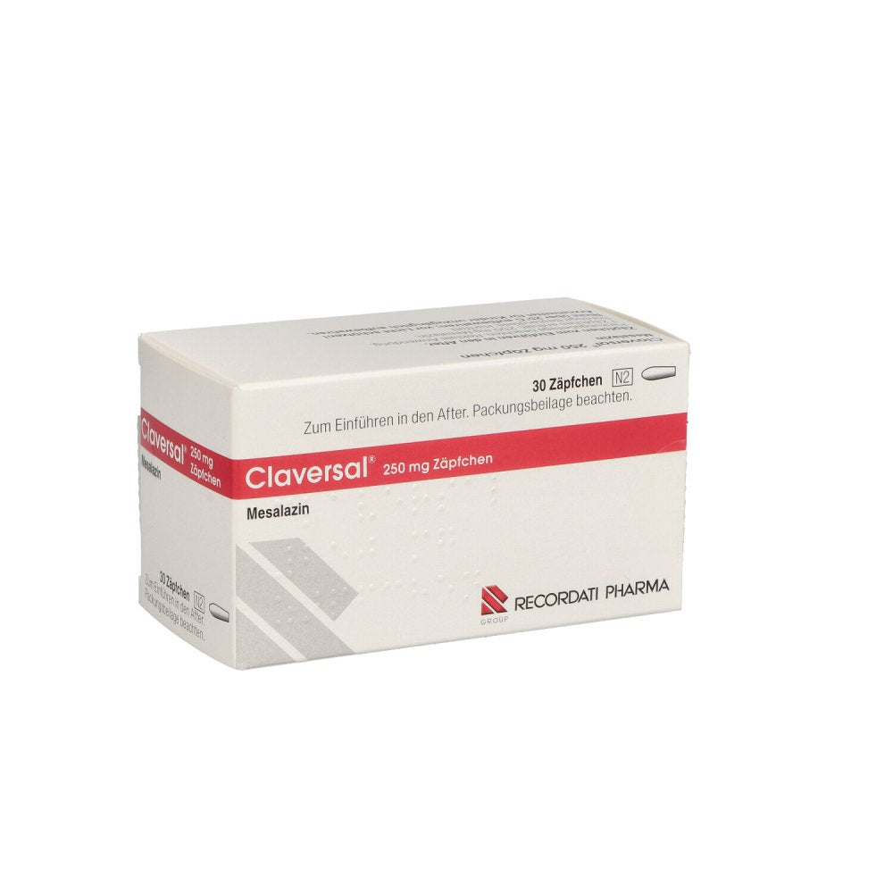 Das Produktfoto zeigt Claversal 250 Mg Zäpfchen (30 stk) PZN 03255284