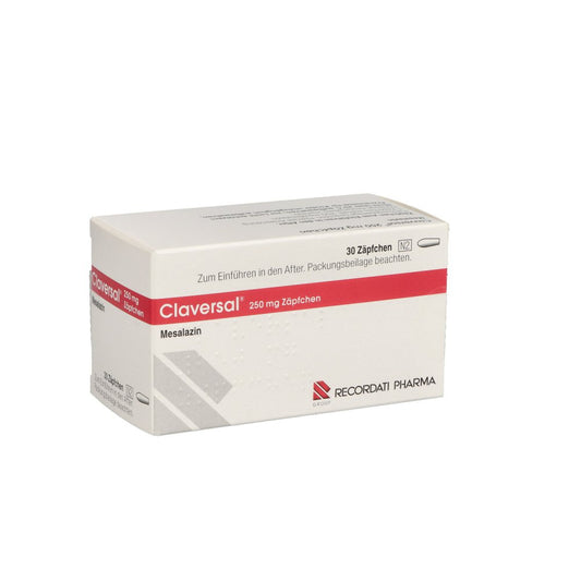 Das Produktfoto zeigt Claversal 250 Mg Zäpfchen (30 stk) PZN 03255284
