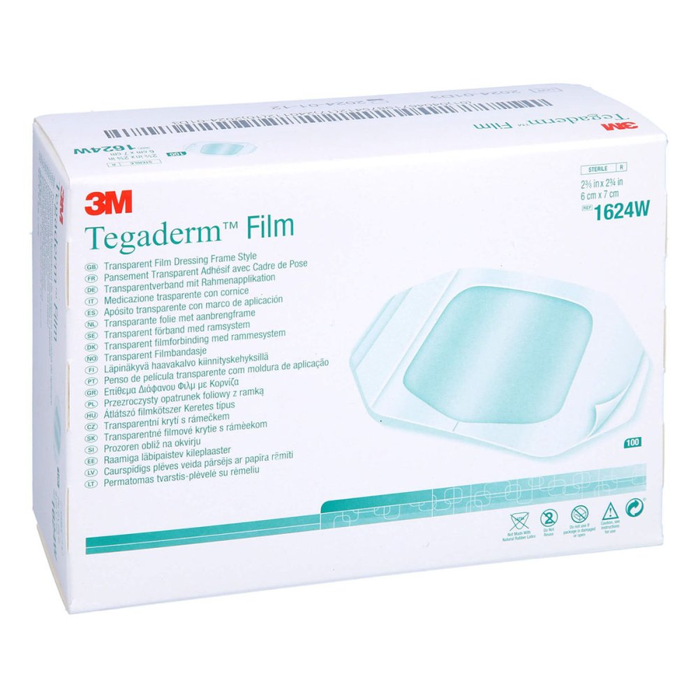Das Produktfoto zeigt Tegaderm 3m Film 6x7 Cm 1624w (100 stk) PZN 03255887