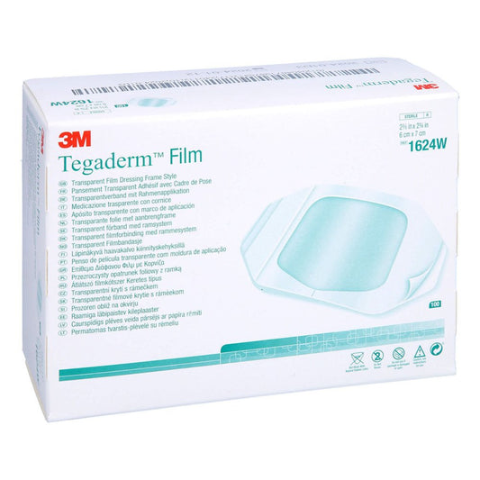 Das Produktfoto zeigt Tegaderm 3m Film 6x7 Cm 1624w (100 stk) PZN 03255887