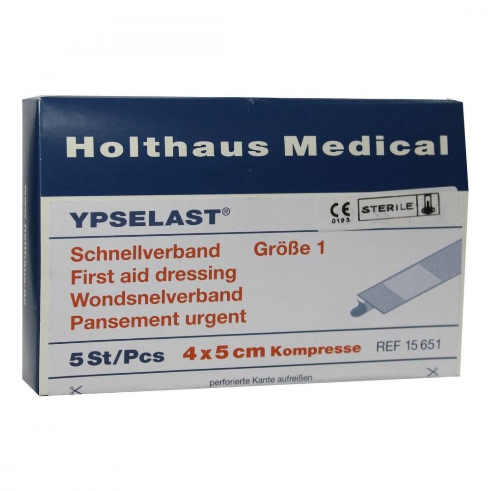 Das Produktfoto zeigt Schnellverband Ypselast 4x5 Cm (5 stk) PZN 03256533