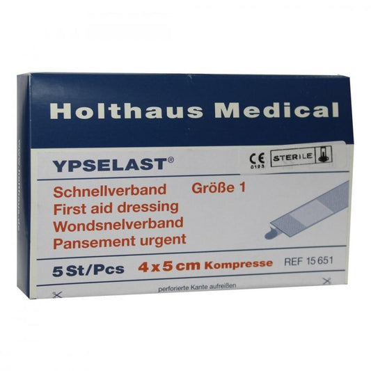 Das Produktfoto zeigt Schnellverband Ypselast 4x5 Cm (5 stk) PZN 03256533