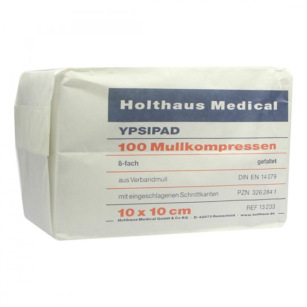 Das Produktfoto zeigt Mullkompressen Ypsipad 10x10 Cm Unsteril 8fach (100 stk) PZN 03262841