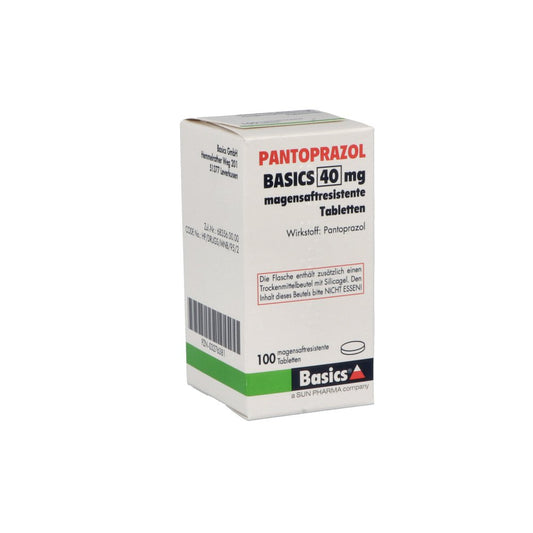 Das Produktfoto zeigt Pantoprazol Basics 40 Mg Magensaftres.Tabletten (100 stk) PZN 03276381