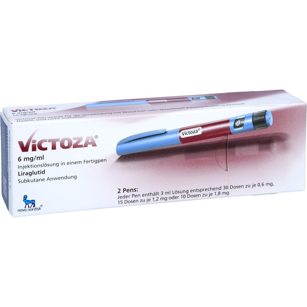 Das Produktfoto zeigt Victoza 6 Mg/Ml Injektionslsg.I.E.Fertigpen (2X3 ml) PZN 03277630