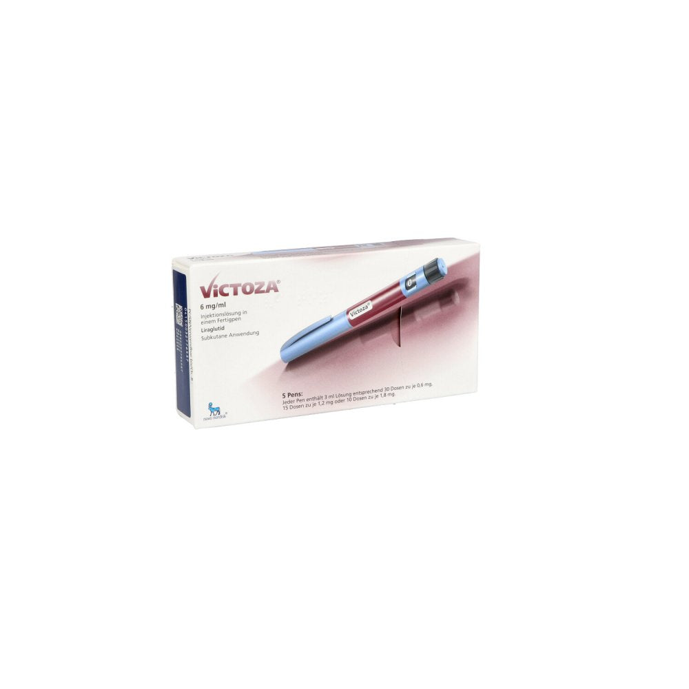 Das Produktfoto zeigt Victoza 6 Mg/Ml Injektionslsg.I.E.Fertigpen (5X3 ml) PZN 03277653