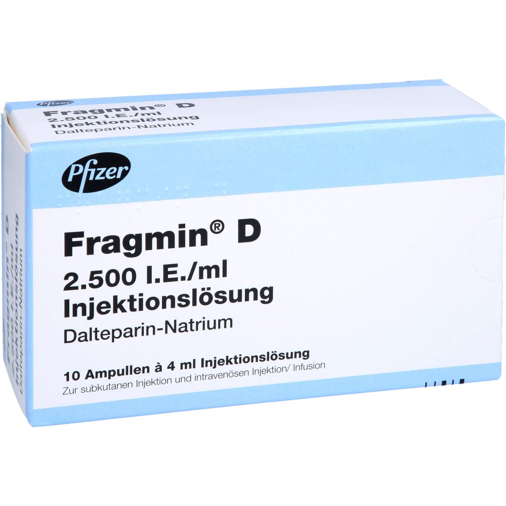 Das Produktfoto zeigt Fragmin D Injektionslösung Dsfl. (10X4 ml) PZN 03285285