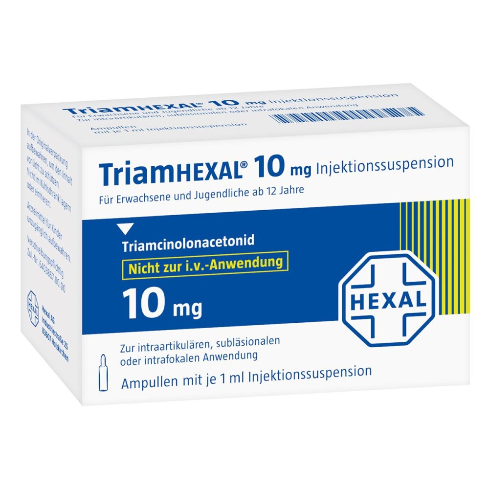 Das Produktfoto zeigt Triamhexal 10 Injektionssuspension (1X1 ml) PZN 03286793