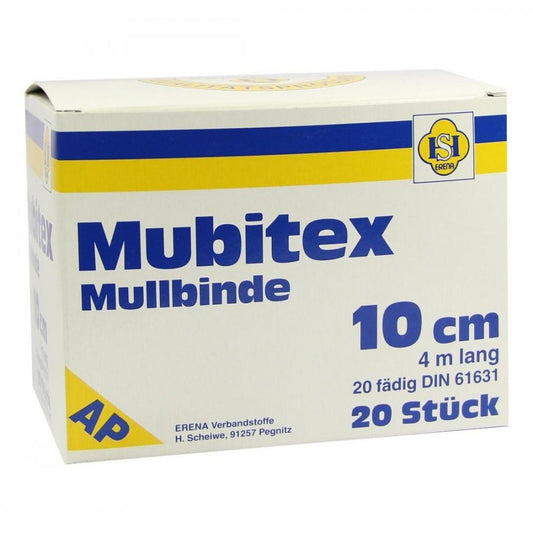 Das Produktfoto zeigt Mubitex Mullbinden 10 Cm Ohne Cello (20 stk) PZN 03289455