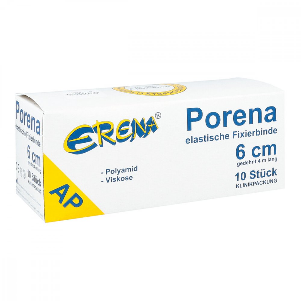 Das Produktfoto zeigt Porena Elast.Mullbinde 6 Cm Weiß O.Cello (10 stk) PZN 03289610