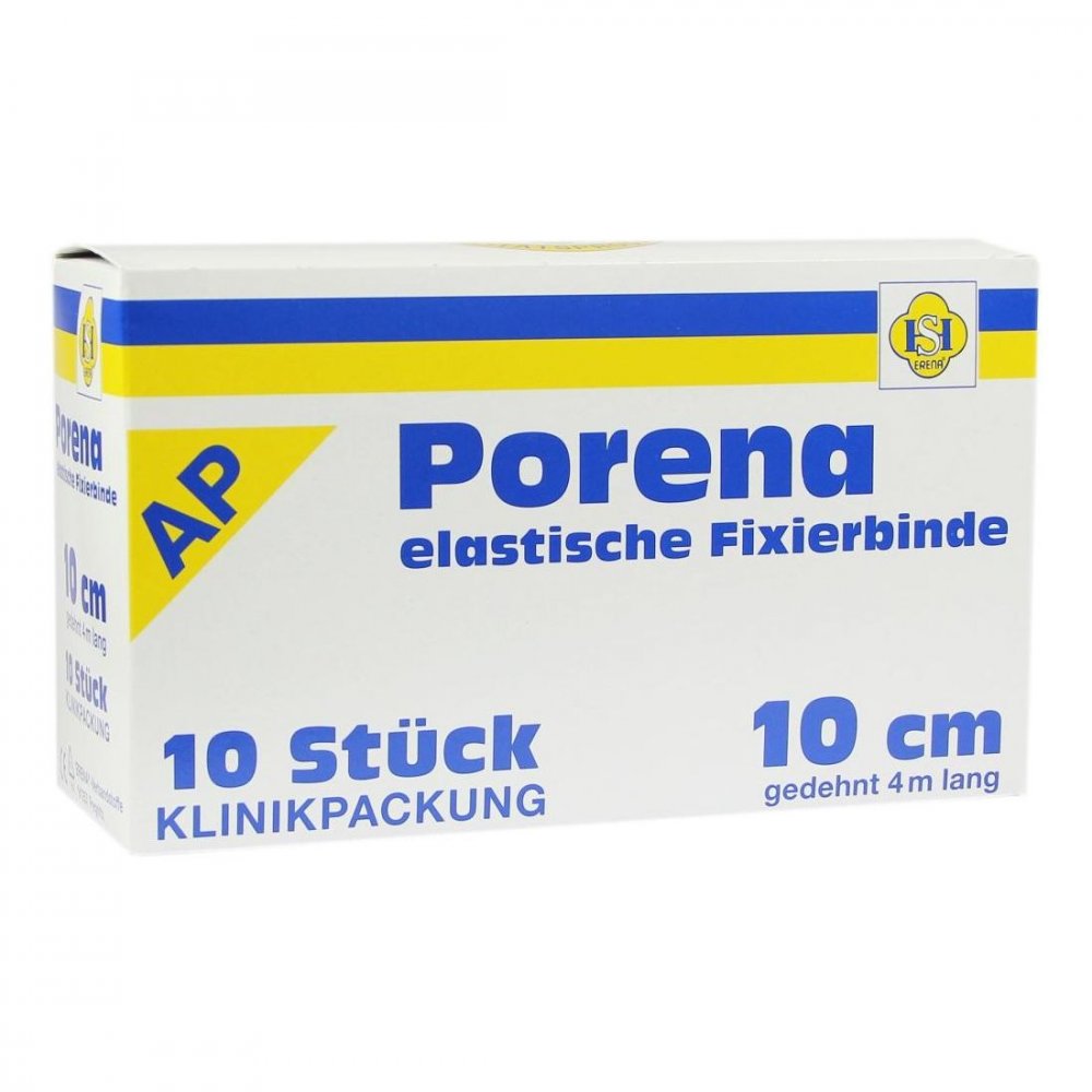Das Produktfoto zeigt Porena Elast.Mullbinde 10 Cm Weiß O.Cello (10 stk) PZN 03289633