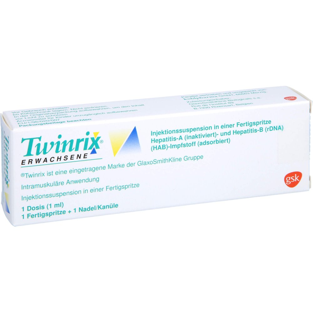 Das Produktfoto zeigt Twinrix Erwachsene Impfdosis Inj.-Sus.I.E.F-Spr. (1X1 stk) PZN 03300429