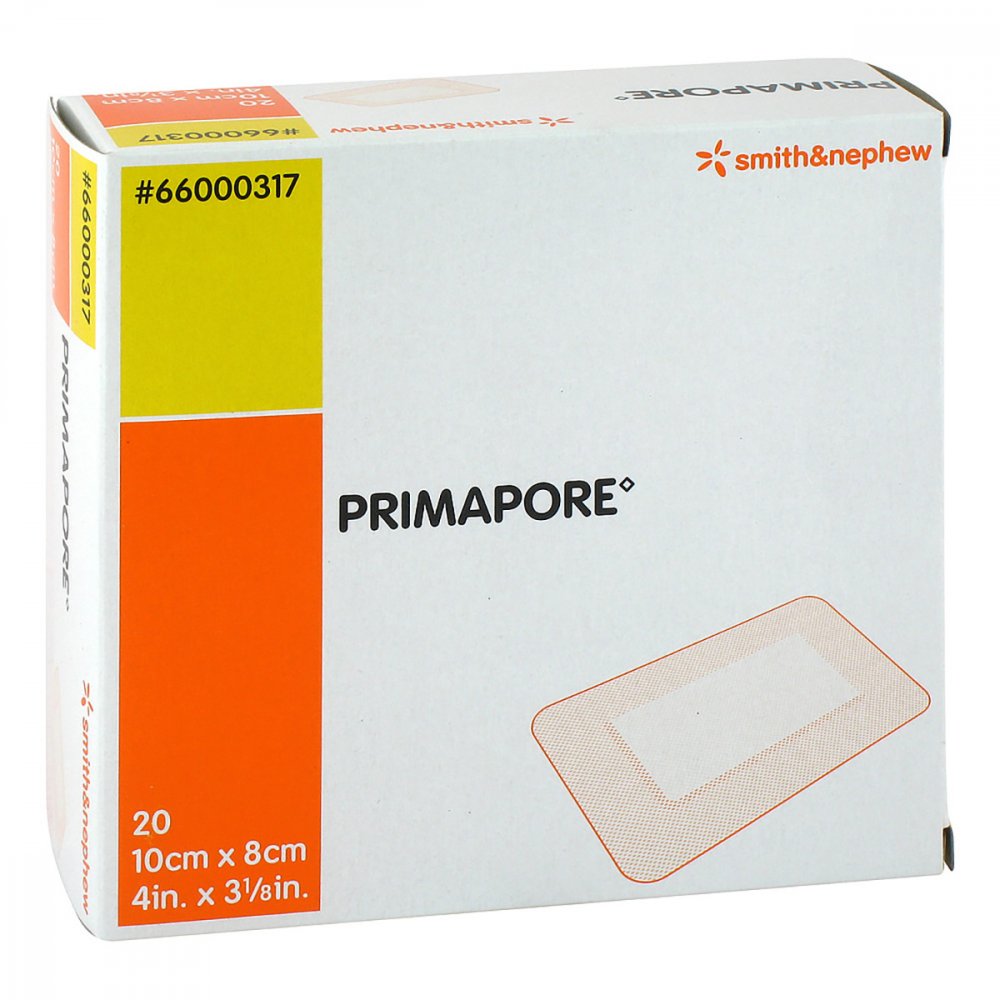 Das Produktfoto zeigt Primapore 8x10 Cm Wundverband Steril (20 stk) PZN 03305651