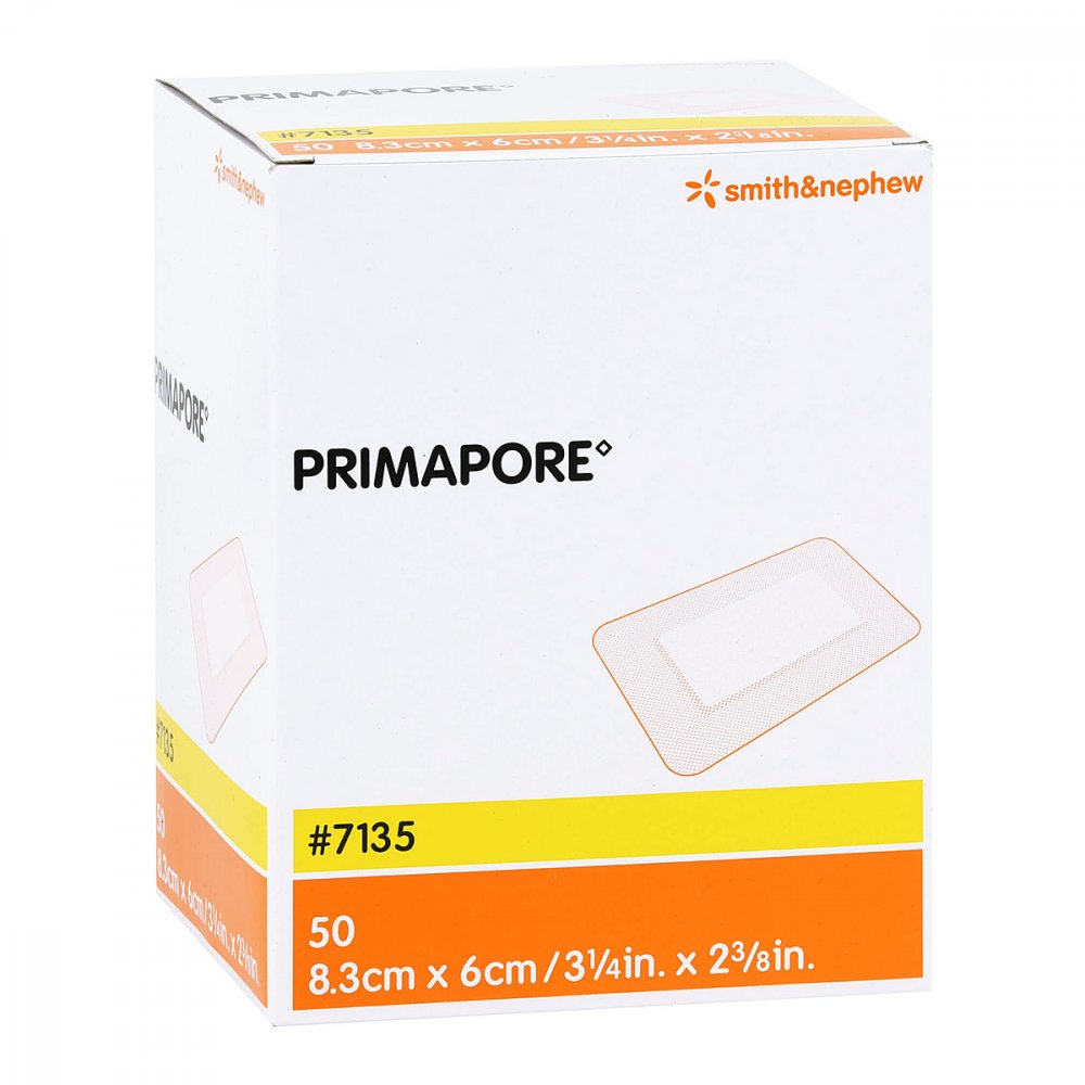 Das Produktfoto zeigt Primapore 6x8,3 Cm Wundverband Steril (50 stk) PZN 03305728