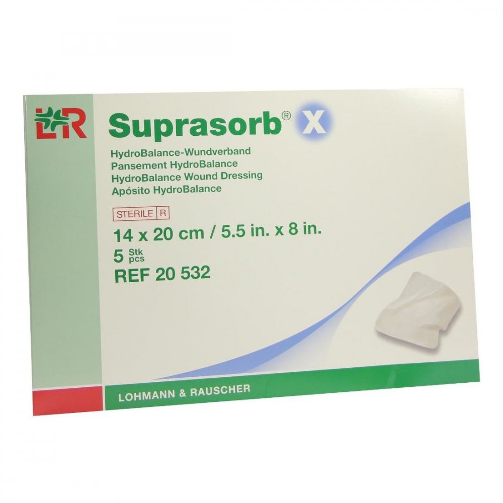 Das Produktfoto zeigt Suprasorb X Hydrobalance Wundverb.14x20 Cm (5 stk) PZN 03317996