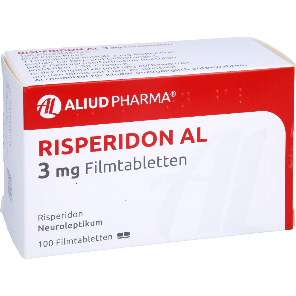 Das Produktfoto zeigt Risperidon Al 3 Mg Filmtabletten (100 stk) PZN 03331370