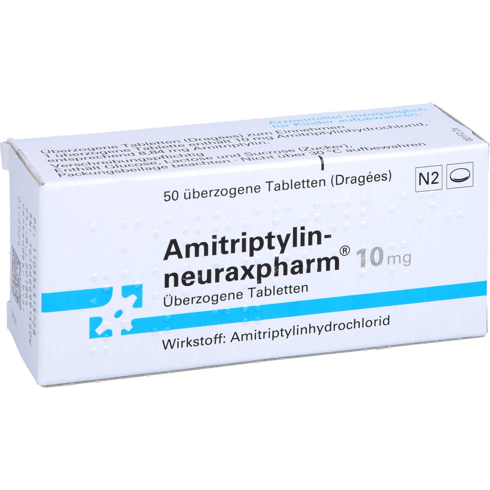 Das Produktfoto zeigt Amitriptylin-Neuraxpharm 10 Mg Überzogene Tab. (50 stk) PZN 03343137