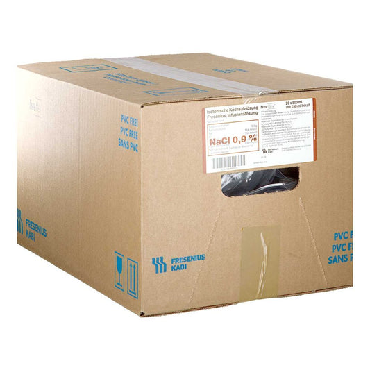 Das Produktfoto zeigt Isotonische Kochsalzlsg.500ml Halbgefüll.Freeflex (20X250 ml) PZN 03348927