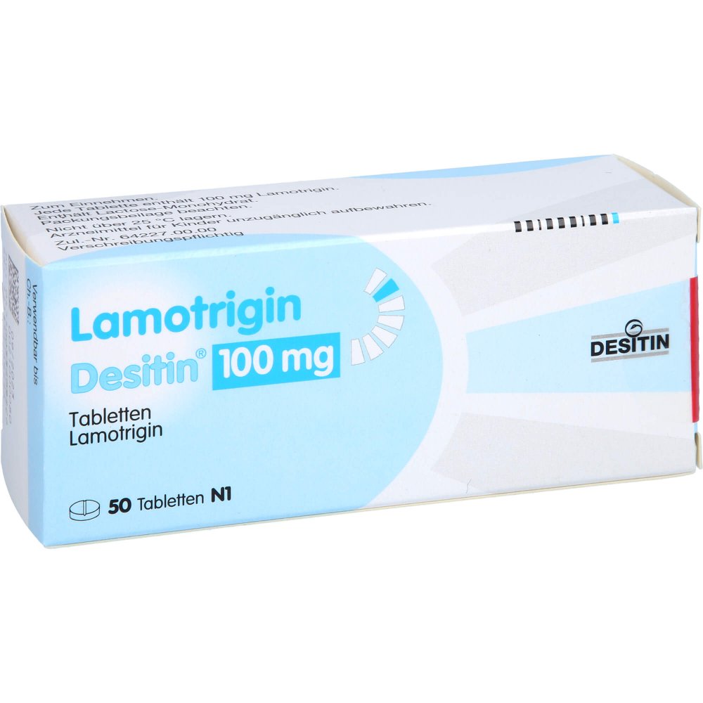 Das Produktfoto zeigt Lamotrigin Desitin 100 Mg Tabletten (50 stk) PZN 03360822