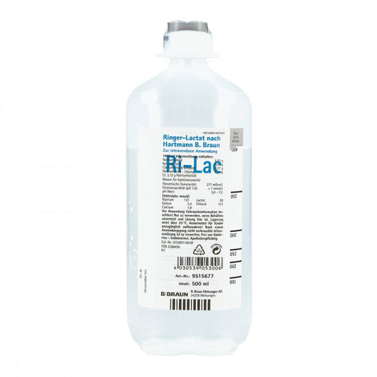 Das Produktfoto zeigt Ringer Lactat N.Hartm.B.Braun Ecofl.Plus Inf.-Lsg. (500 ml) PZN 03368456
