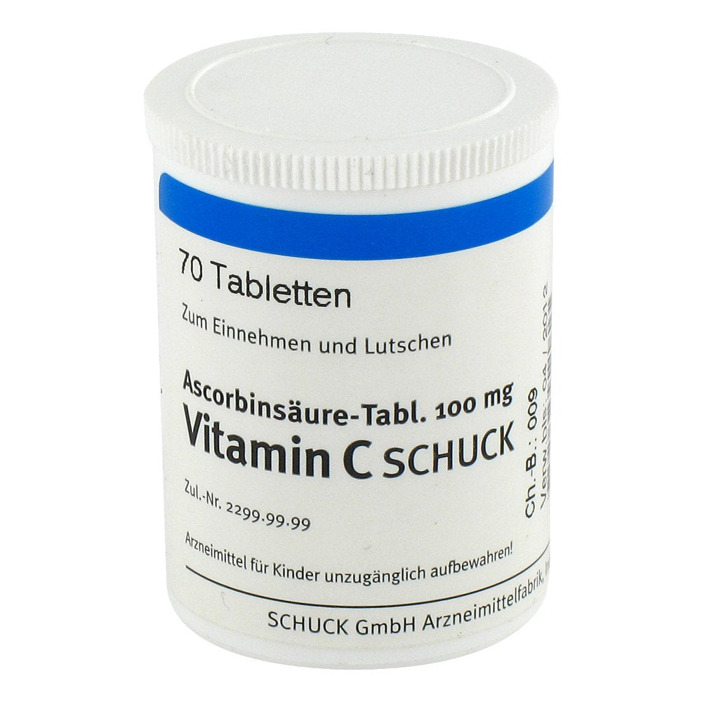 Das Produktfoto zeigt Ascorbinsäure Tabl. 100 Mg Vitamin C (70 stk) PZN 03371464