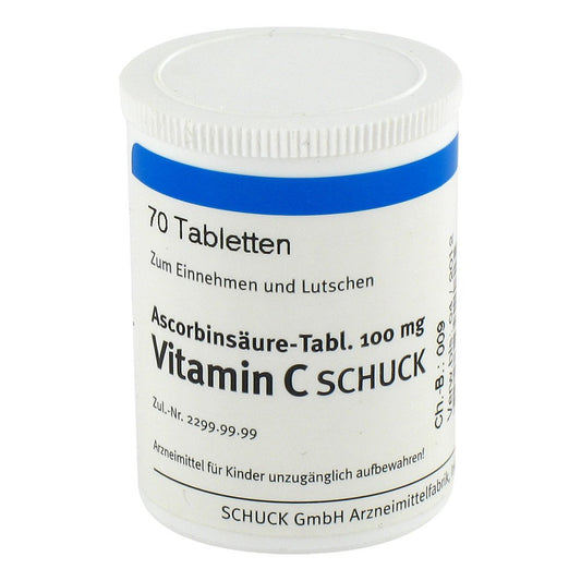 Das Produktfoto zeigt Ascorbinsäure Tabl. 100 Mg Vitamin C (70 stk) PZN 03371464