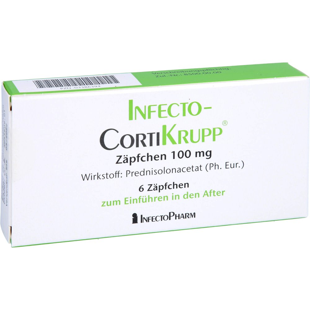 Das Produktfoto zeigt Infectocortikrupp Zäpfchen (6 stk) PZN 03386394